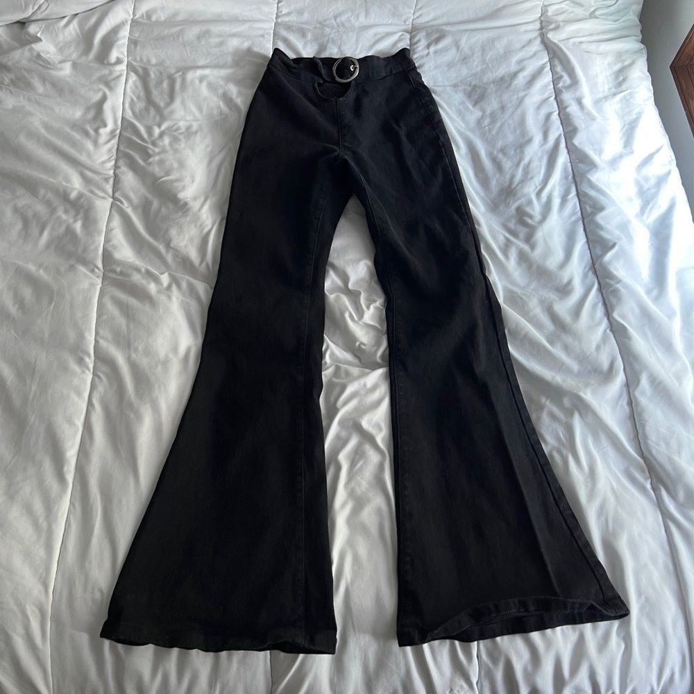 Edikted Olympia Cut Out Flare Jeans Color Black Size XS